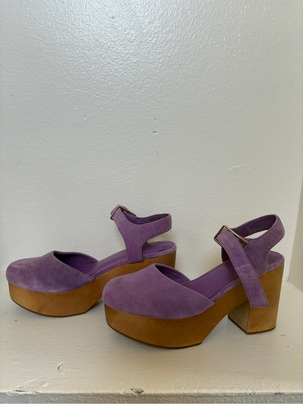 Charlotte Stone Maud Lilac Suede Block-Heel Ankle-Strap Pumps - Picture 3 of 6